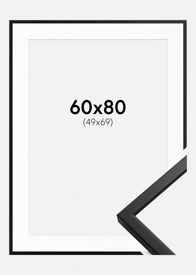 Kehys Oslo Musta 60x80 cm - Passepartout Valkoinen 50x70 cm