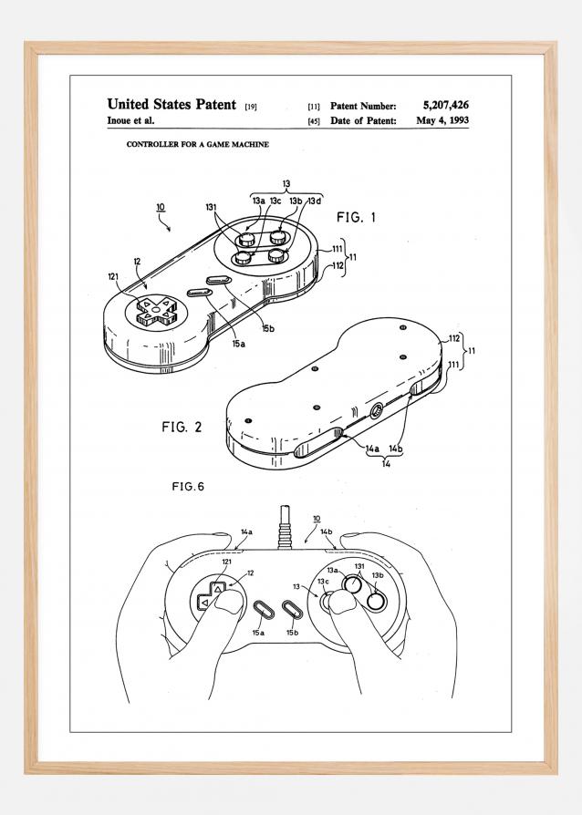 Patent Print - Game Controller I - White Juliste