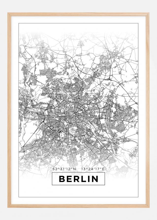 Kartta - Berlin - Valkoinen Juliste
