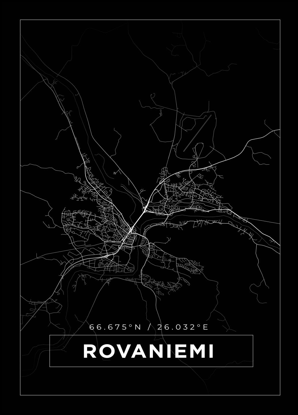 Osta Kartta - Rovaniemi - Musta Juliste täältä 