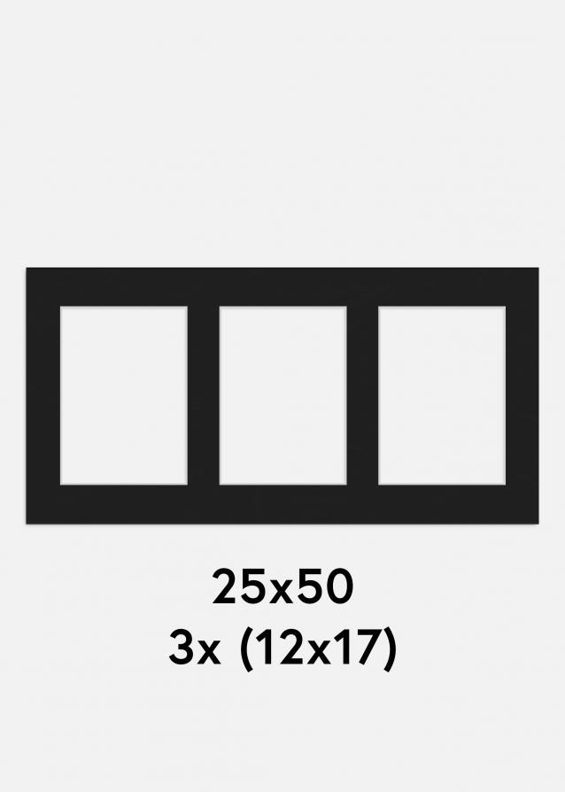 Paspatuuri Musta 25x50 cm - Kollaasi 3 kuvalle (12x17 cm)