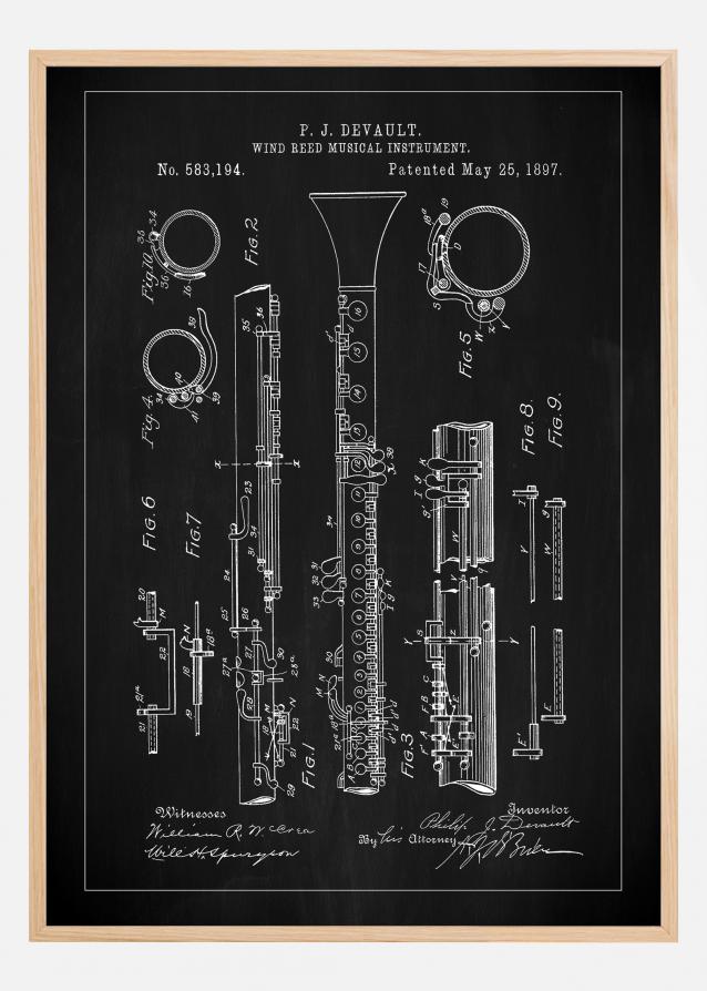 Patent Print - Clarinet - Black Juliste