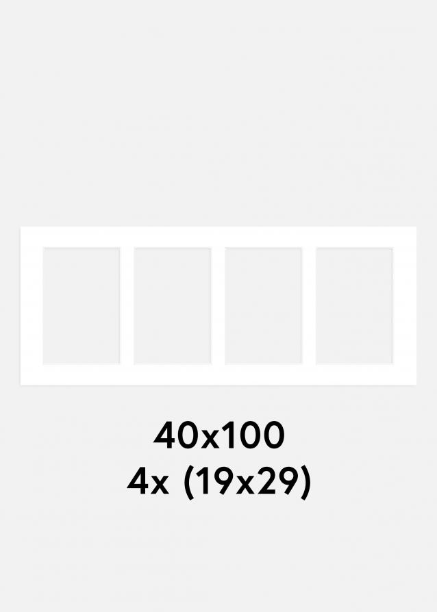 Paspatuuri Valkoinen 40x100 cm - Kollaasi 4 kuvalle (19x29 cm)