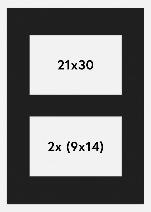 Paspatuuri Musta 21x30 cm - Kollaasi 2 kuvalle (9x14 cm)