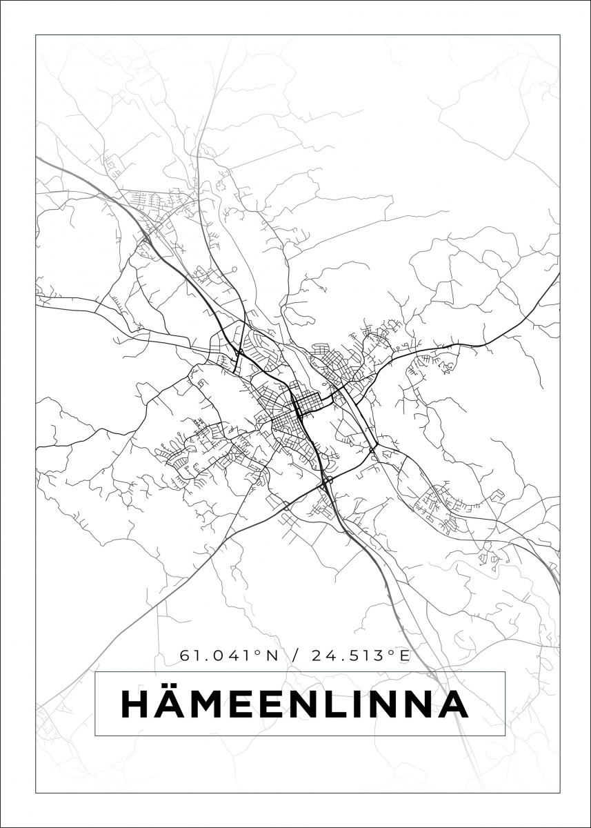 Osta Kartta - Hämeenlinna - Valkoinen Juliste täältä 