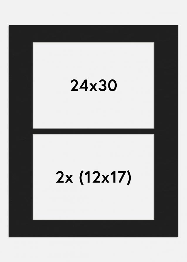 Paspatuuri Musta 24x30 cm - Kollaasi 2 kuvalle (12x17 cm)