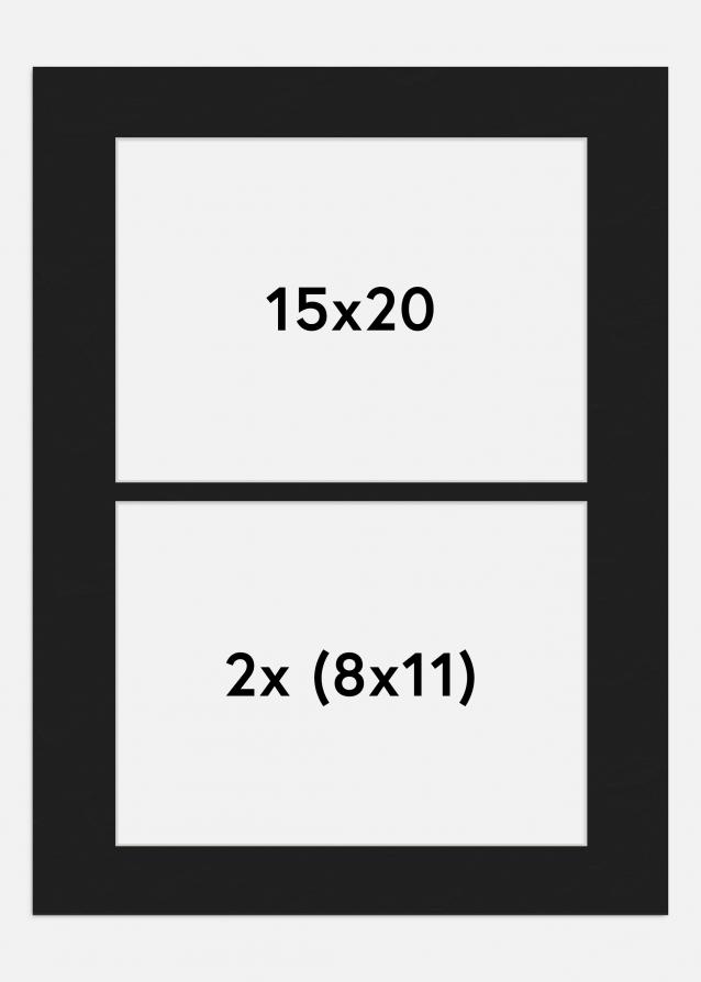 Paspatuuri Musta 15x20 cm - Kollaasi 2 kuvalle (8x11 cm)