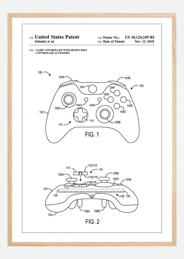 Patent Print - Game Controller III - White Juliste