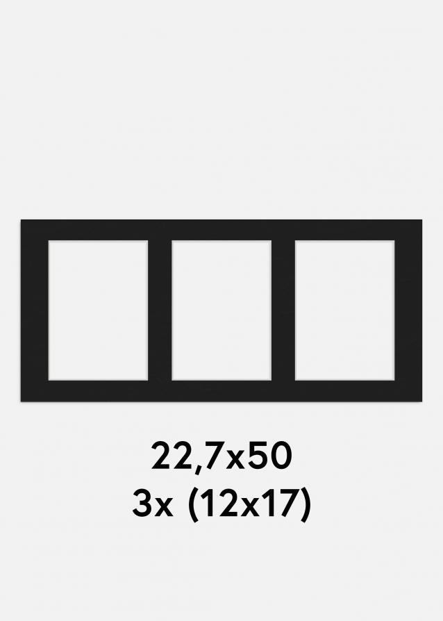 Paspatuuri Musta 22,7x50 cm - Kollaasi 3 kuvalle (12x17 cm)