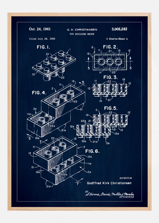Patent Print - Lego Block I - Blue Juliste