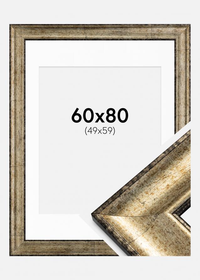Kehys Saltsjöbaden Antiikinkullanvärinen 60x80 - Passepartout Valkoinen 50x60 cm