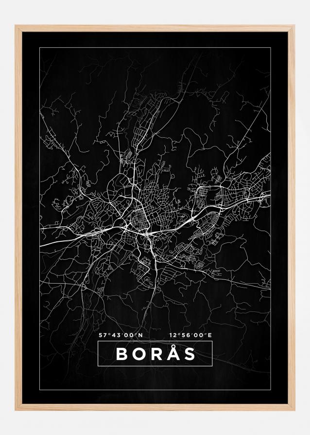 Kartta - Borås - Musta Juliste