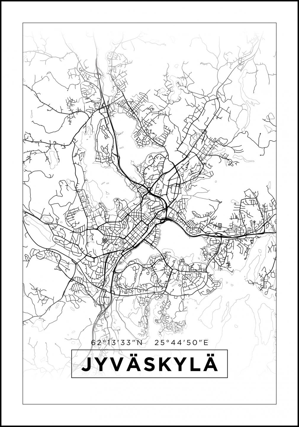 Osta Kartta - Jyväskylä - Valkoinen Juliste täältä 