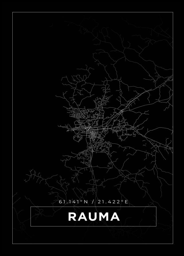 Kartta - Rauma - Musta Juliste