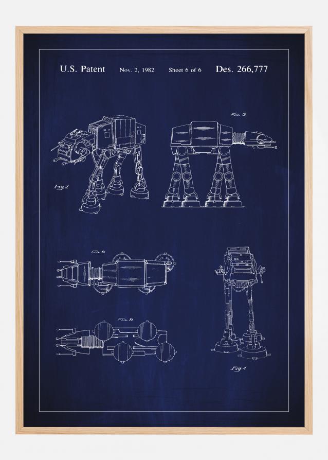 Patenttipiirustus - Star Wars - Walker - Sininen Juliste