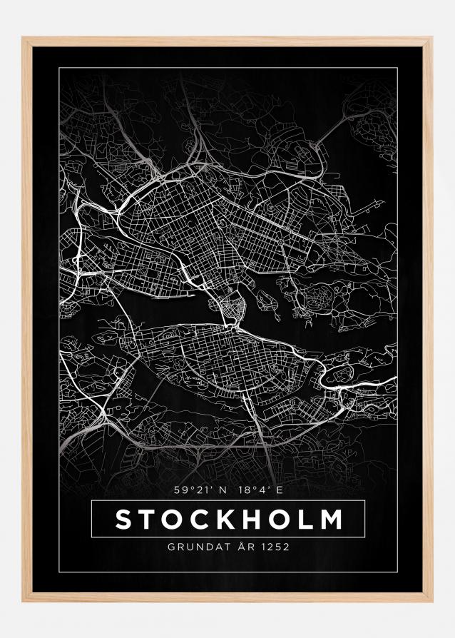 Kartta - Stockholm - Musta Juliste