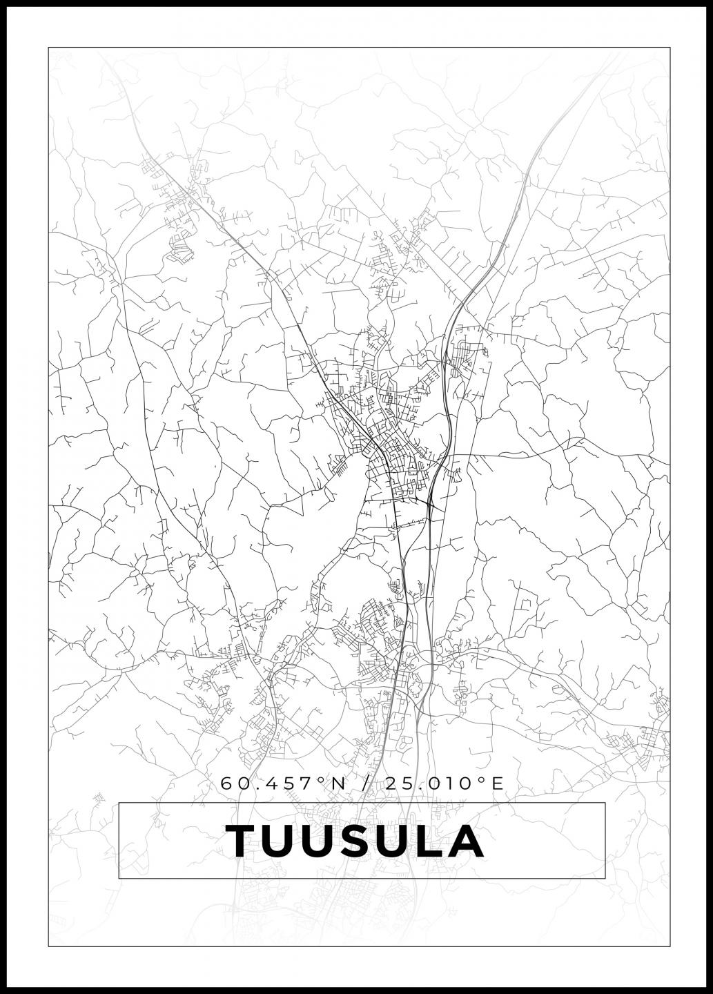 Osta Kartta - Tuusula - Valkoinen Juliste täältä 