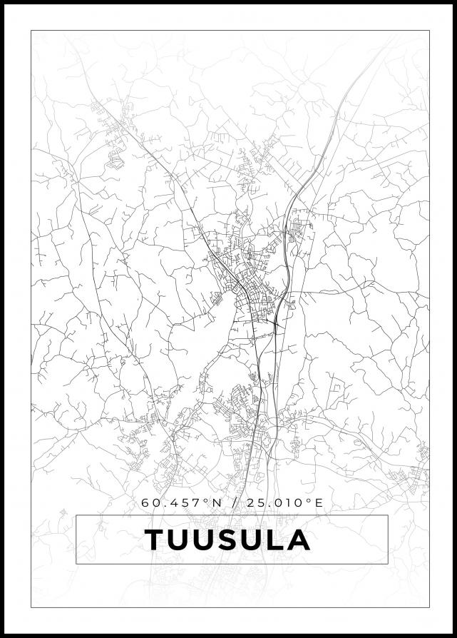 Kartta - Tuusula - Valkoinen Juliste