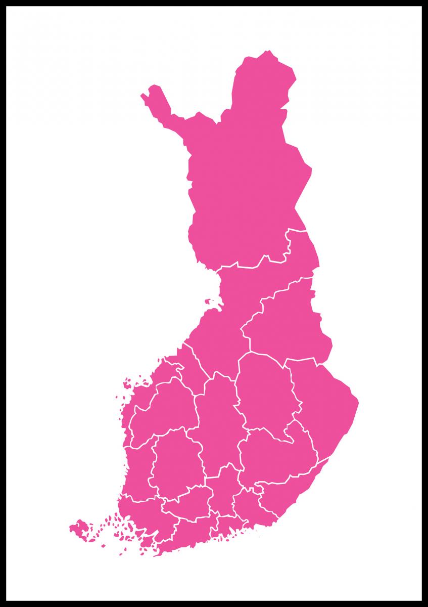 Osta Kartta - Suomi - Vaaleanpunainen täältä 