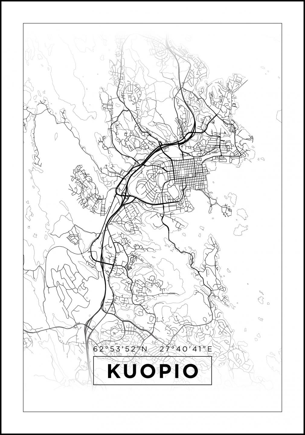 Osta Kartta - Kuopio - Valkoinen Juliste täältä 