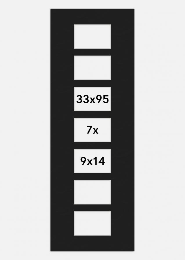 Paspatuuri Musta 33x95 cm - Kollaasi 7 kuvalle (9x14 cm)