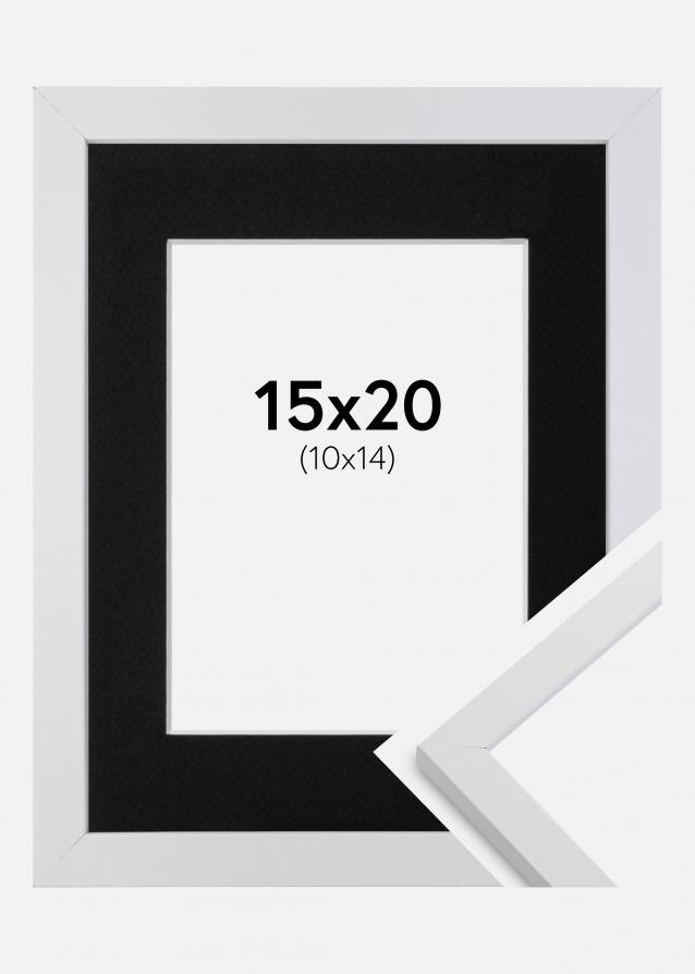 Kehys Trendy Valkoinen 15x20 cm - Passepartout Musta 11x15 cm