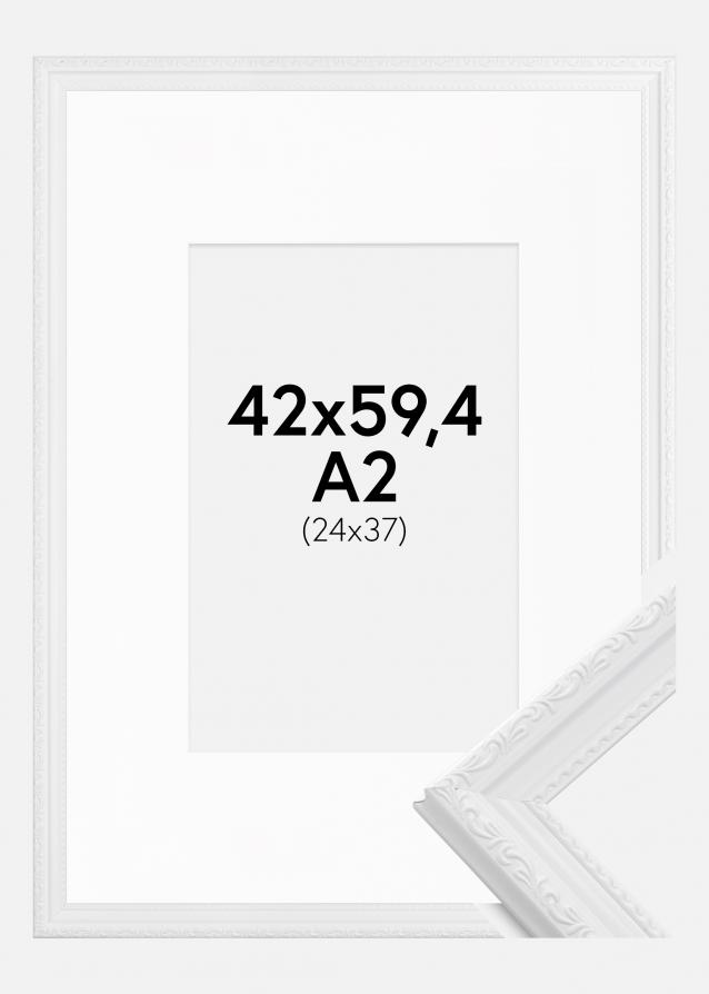 Kehys Abisko Valkoinen 42x59,4 cm (A2) - Passepartout Valkoinen 25x38 cm