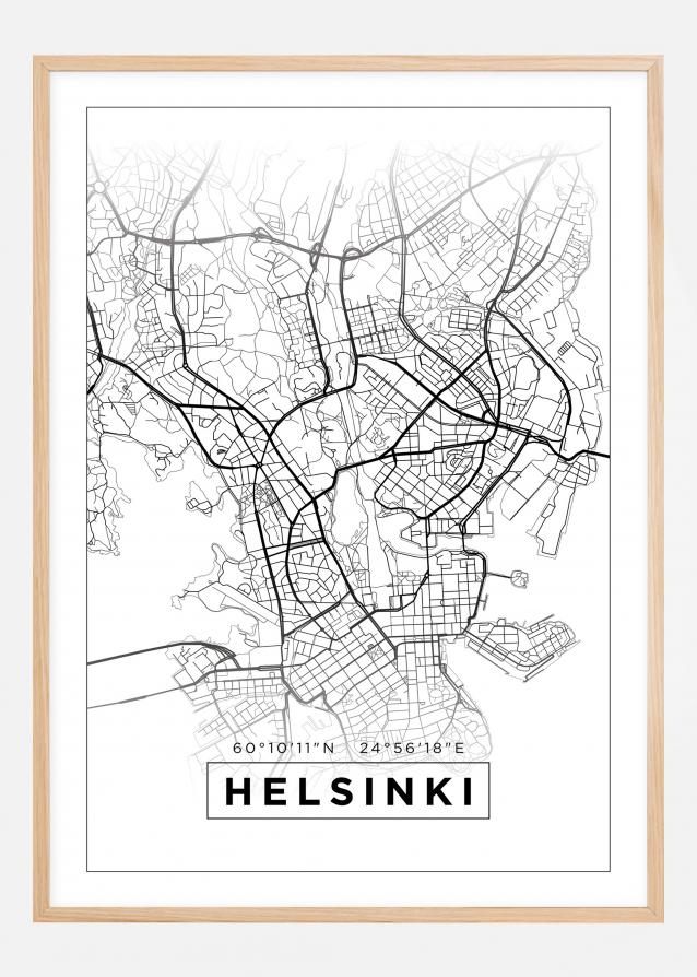 Kartta - Helsinki - Valkoinen Juliste