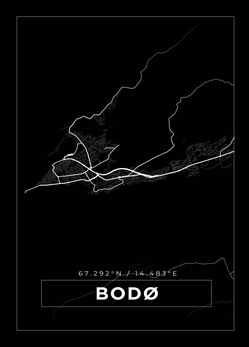 Osta Kartta - Bodø - Musta Juliste täältä 