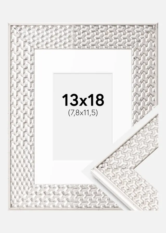 Kehys Grace Hopea 13x18 cm - Passepartout Valkoista B7 88x125 mm