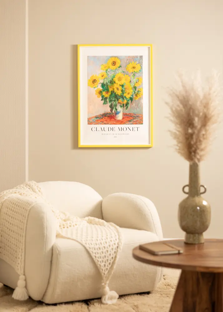 Kehys Diana Keltainen 56x71 cm - Passepartout Valkoista 48x60 cm
