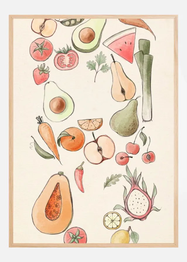 Tropical Vegetable illustration Juliste