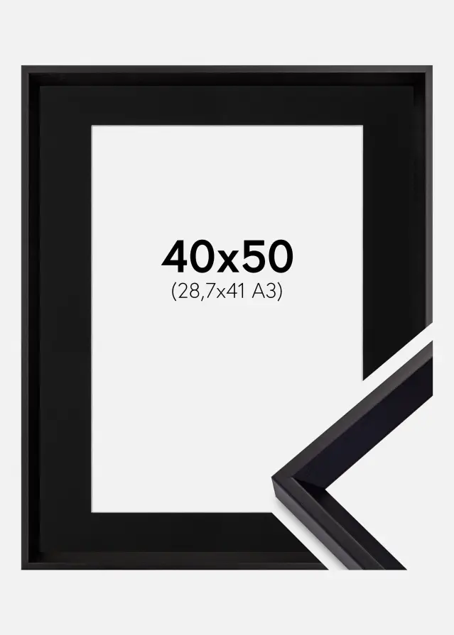 Kehys Globe Musta 40x50 cm - Paspatuuri Musta 29,7x42 cm (A3)