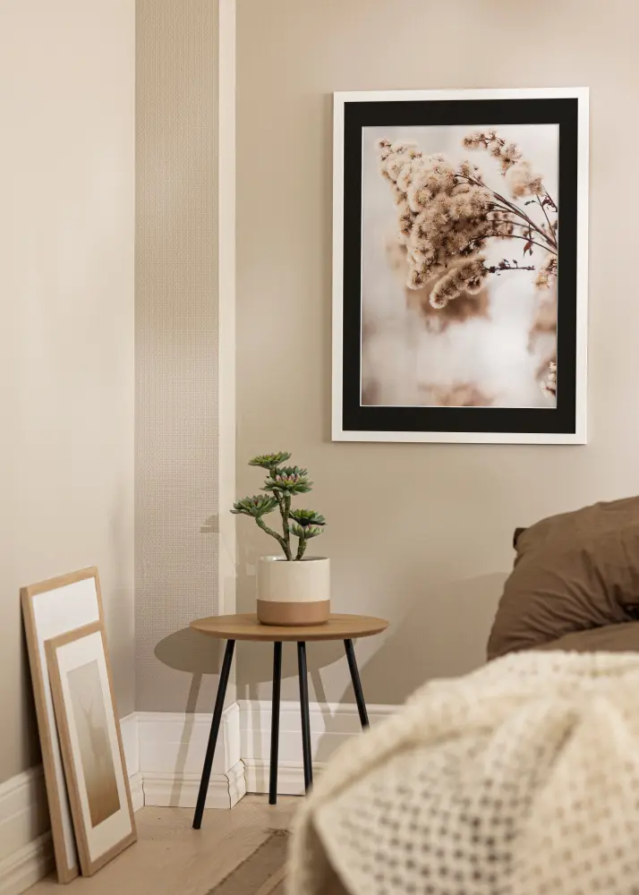 Kehys White Wood 70x90 cm - Passepartout Musta 55x70 cm