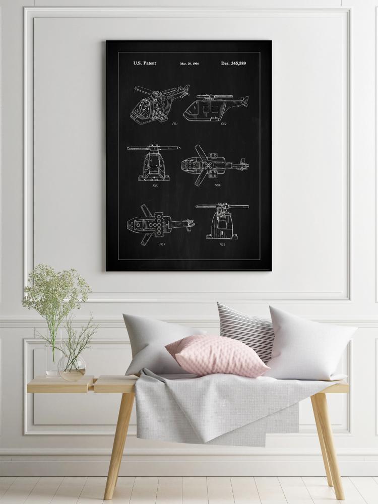 Patent Print - Lego Helicopter - Black Juliste