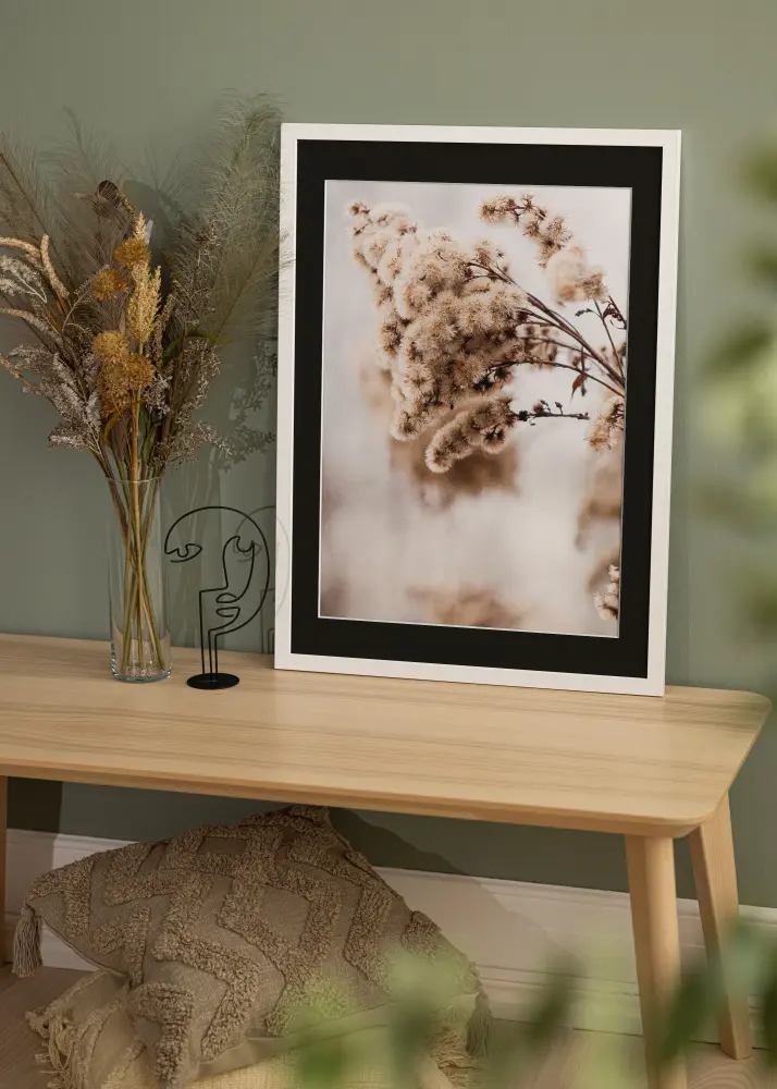 Kehys White Wood 70x90 cm - Passepartout Musta 55x70 cm