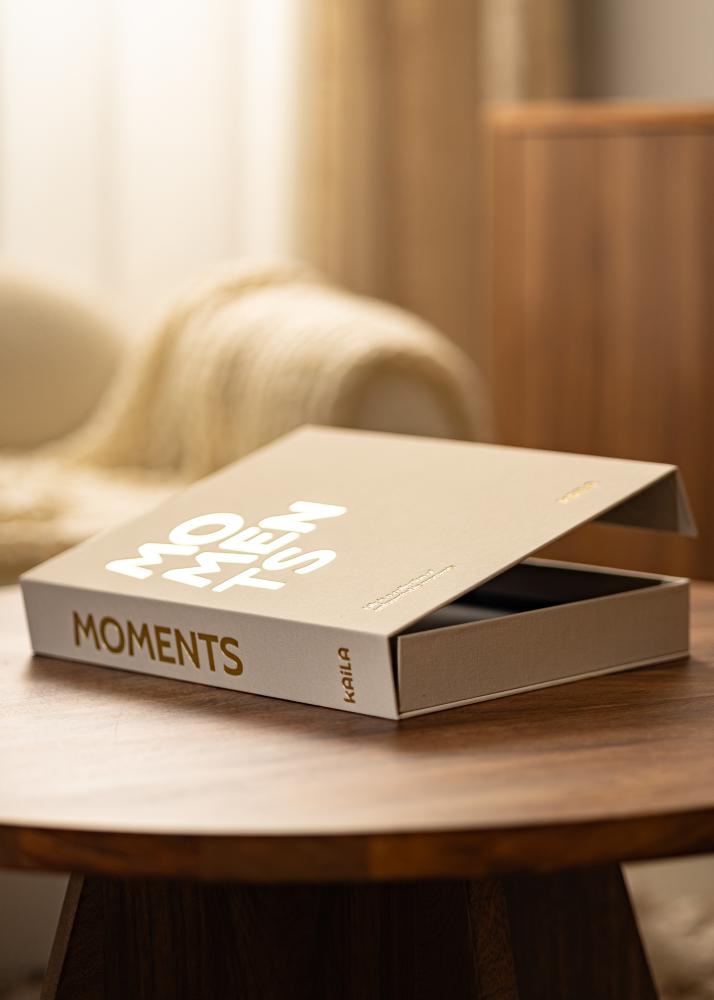 KAILA MOMENTS Creme - Coffee Table Photo Album (60 Mustaa sivua)