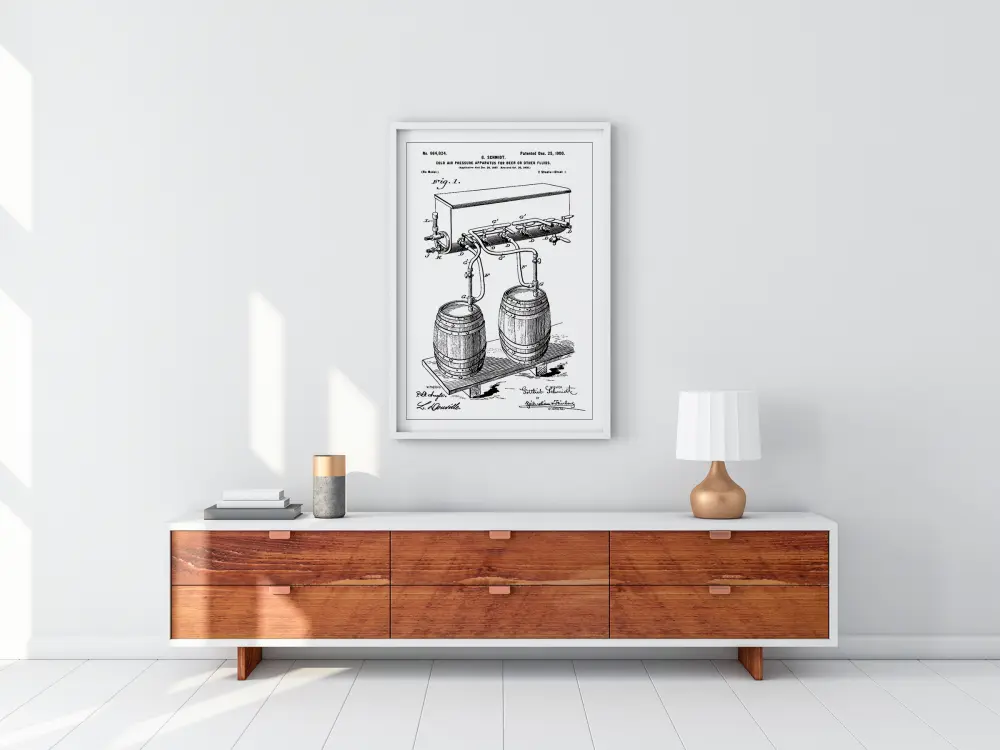 Patent Print - Beer Kegs - White Juliste
