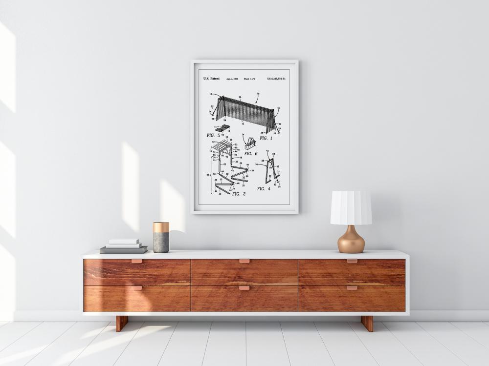 Patent Print - Soccer Goal - White Juliste