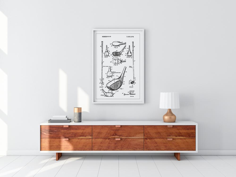 Patent Print - Golf Club - White Juliste