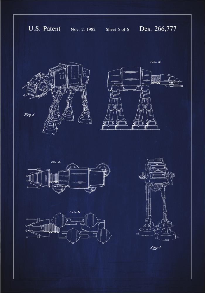 Patenttipiirustus - Star Wars - Walker - Sininen Juliste