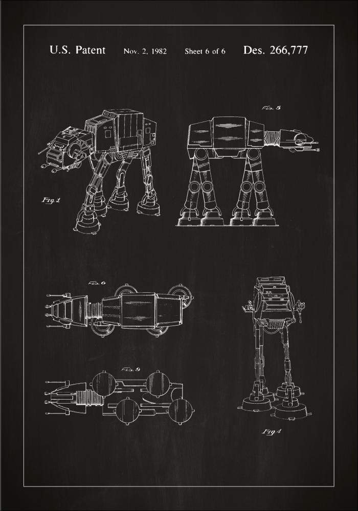 Patenttipiirustus - Star Wars - Walker - Musta Juliste