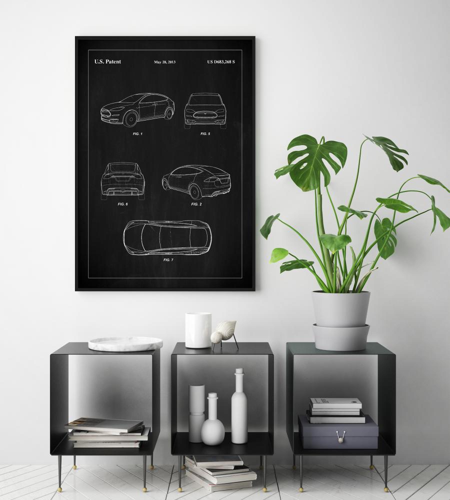 Patent Print - Tesla - Black Juliste