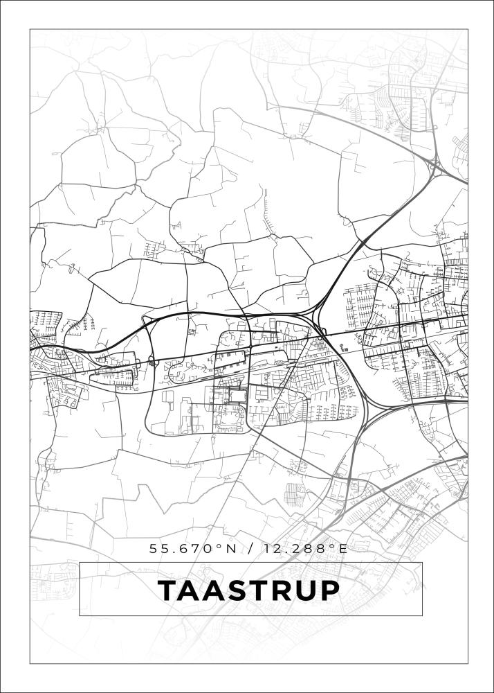 Kartta - Taastrup - Valkoinen Juliste