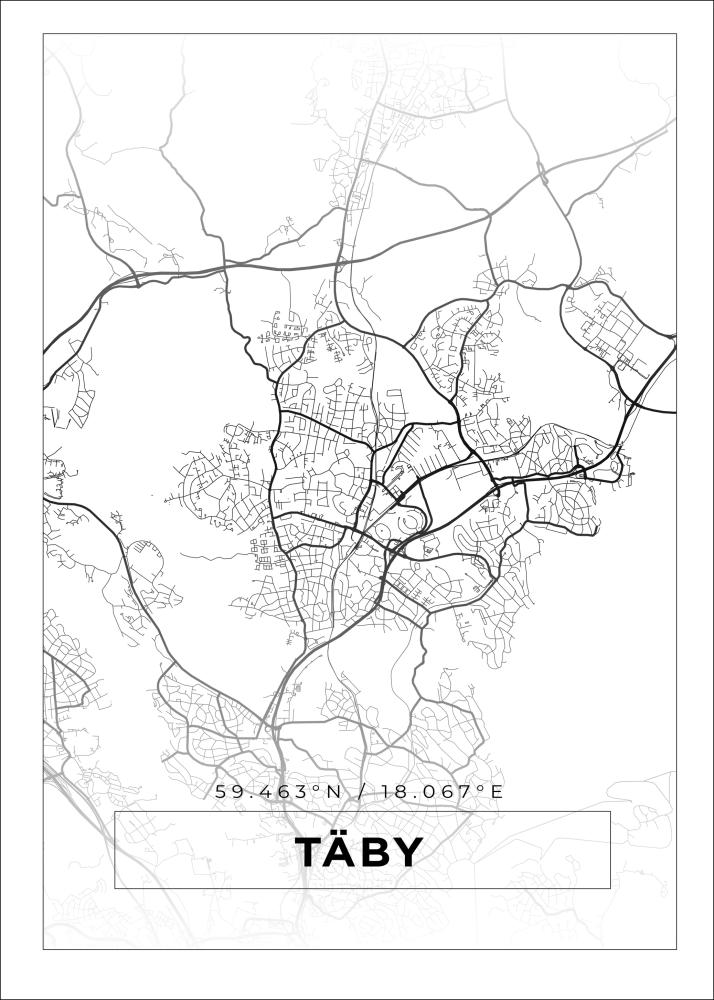 Kartta - Täby - Valkoinen Juliste