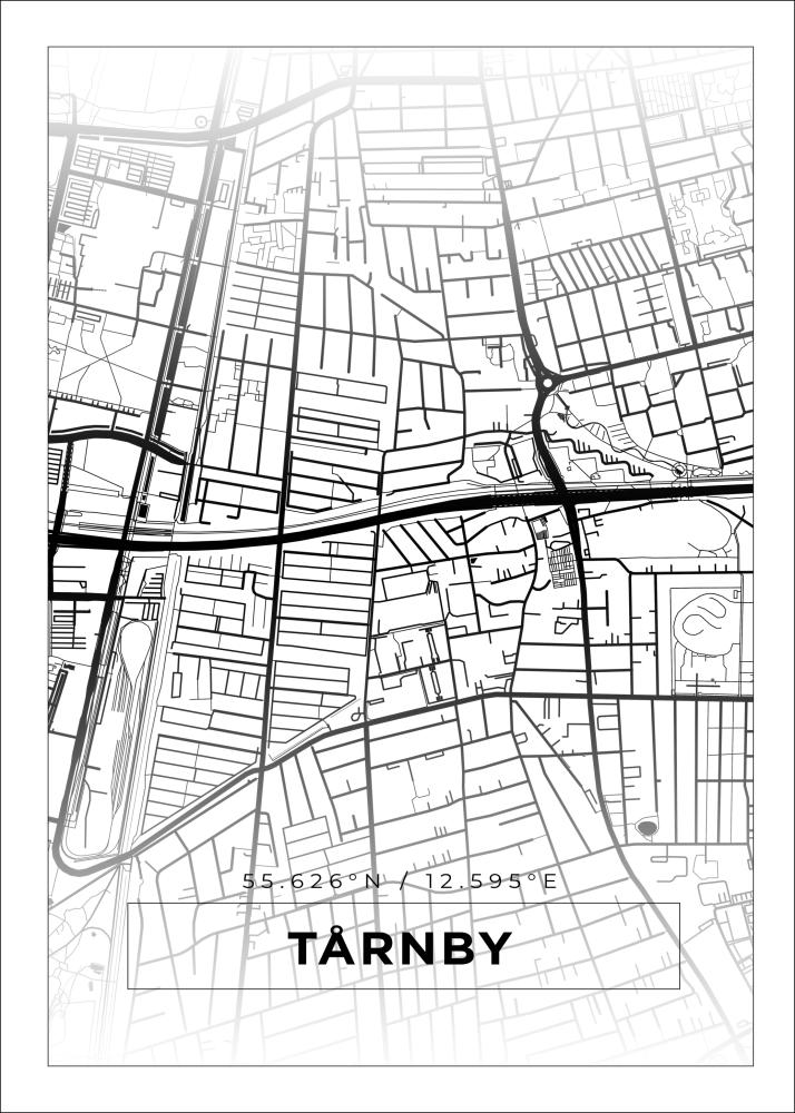 Kartta - Tårnby - Valkoinen Juliste