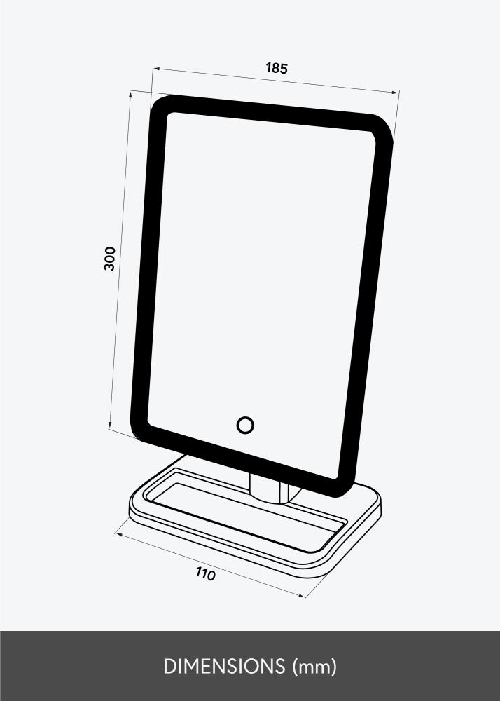 KAILA Meikkipeili LED Strip Bluetooth-kaiuttimella Musta 18x30 cm