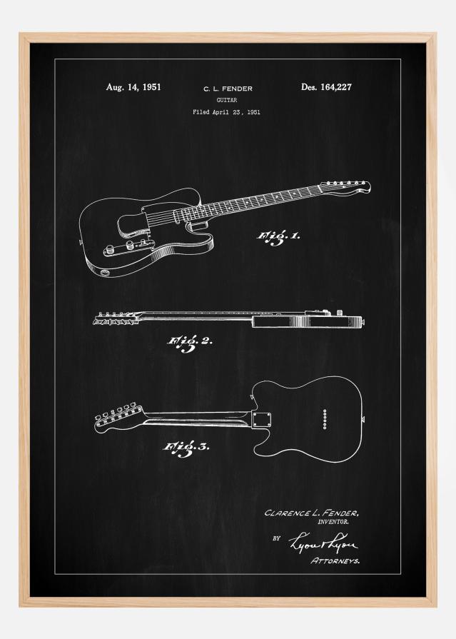 Patent Print - Guitar - Black Juliste