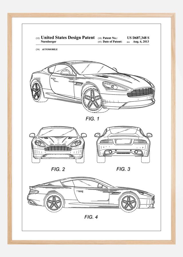 Patent Print - Aston Martin - White Juliste