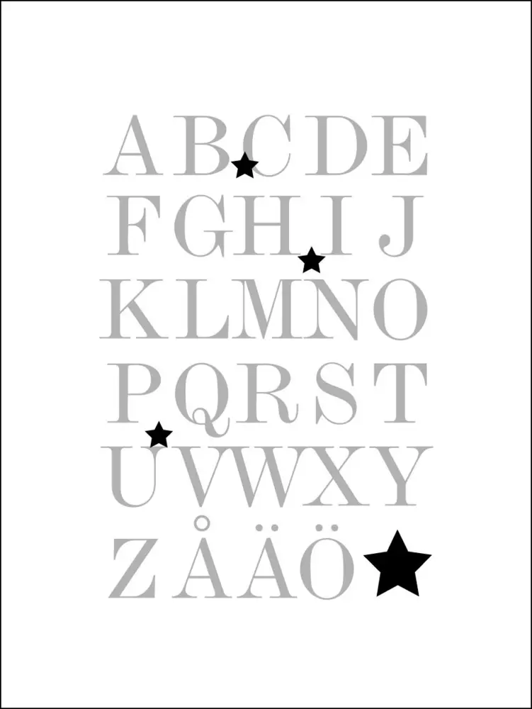 ABC - Harmaa/Musta Juliste